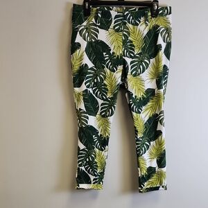 Tropical Leaf Print Women's Pants